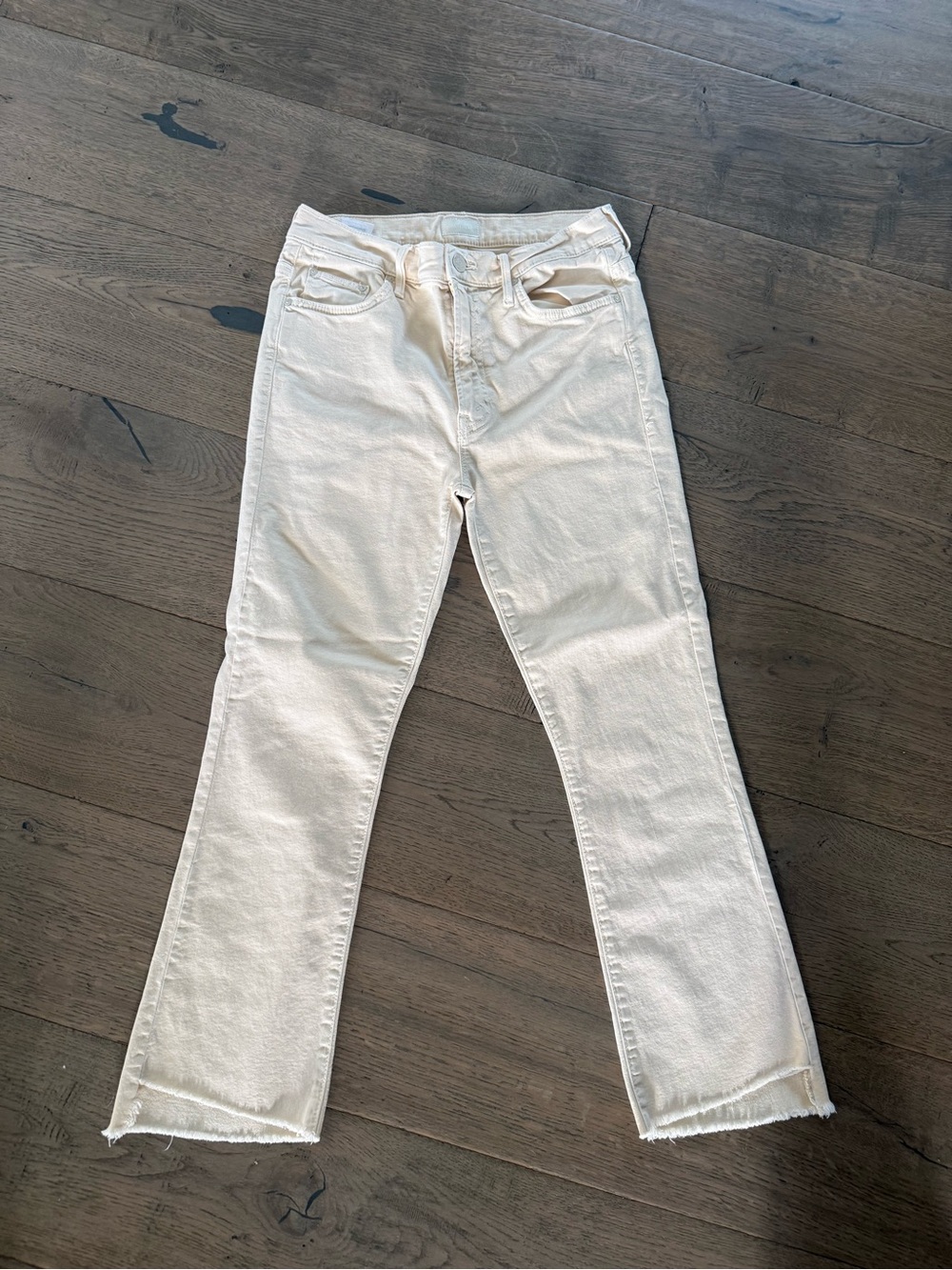MOTHER The Insider Crop Step Fray Chalk It Up Jeans Size 28